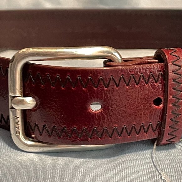 DKNY Women\'s Italian Glazed Calfskin Belt Size Small Wine Colored Leather main image 8